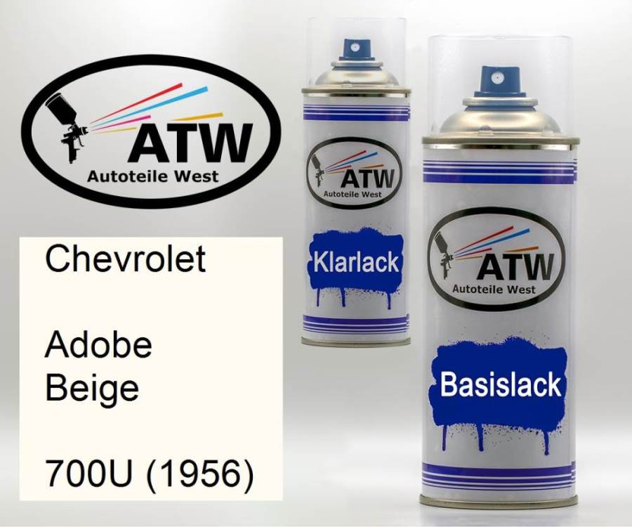 Chevrolet, Adobe Beige, 700U (1956): 400ml Sprühdose + 400ml Klarlack - Set, von ATW Autoteile West.